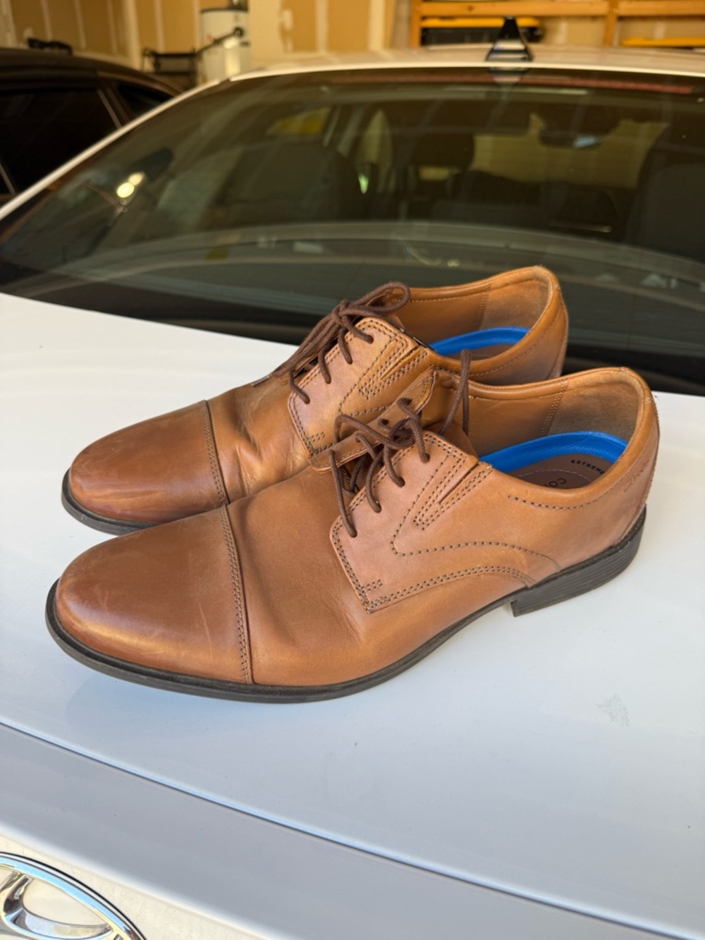 Clark Oxford size 12 Men's Classic Cap-Toe Derby Leather Shoes - Brown